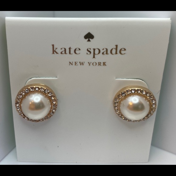 kate spade Jewelry - Kate Spade Round Crystal Pearl Studs